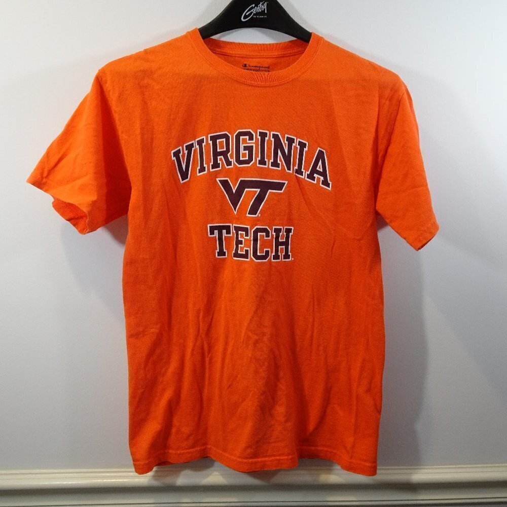 Champion Virginia Tech T-Shirt Size S Short Sleeve Orange Cotton